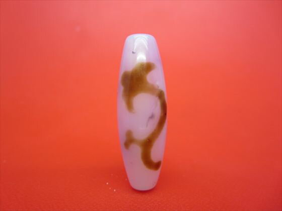【チベット高級天珠】如意天珠・白約38×12.6mm【鉱物入り】【一点物】