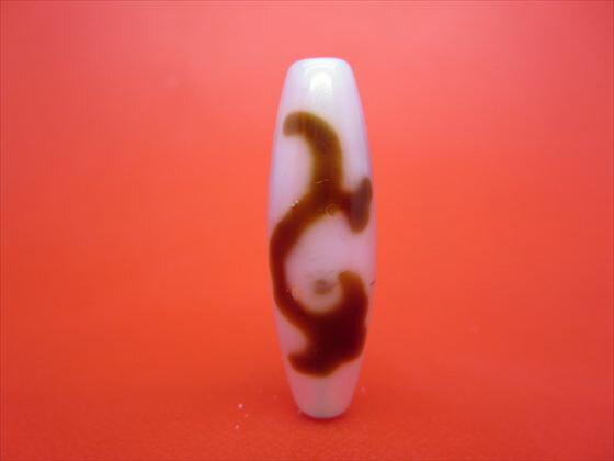 【チベット高級天珠】如意天珠・白約38×12mm【鉱物入り】【一点物】