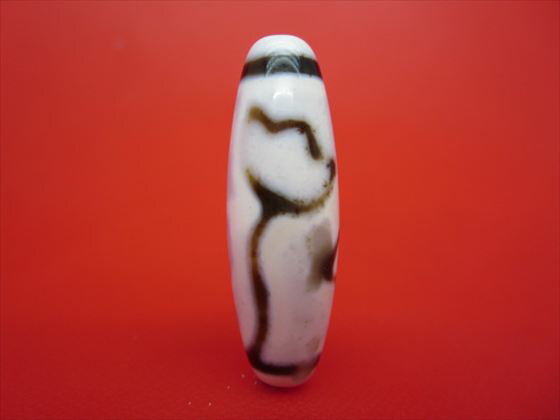 【チベット高級天珠】水蓮花天珠・白約37×12mm【一点物】