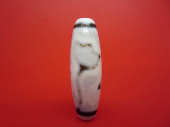 【チベット高級天珠】水蓮花天珠・白約38×12mm【一点物】