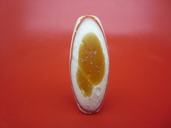 【チベット高級天珠】羊眼板珠・天眼珠(ツヤなし)約47×21mm【水晶入り】【一点物】