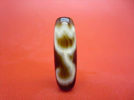 【チベット天珠】水蓮花天珠約30×10mm【天然模様入り】【一点物】