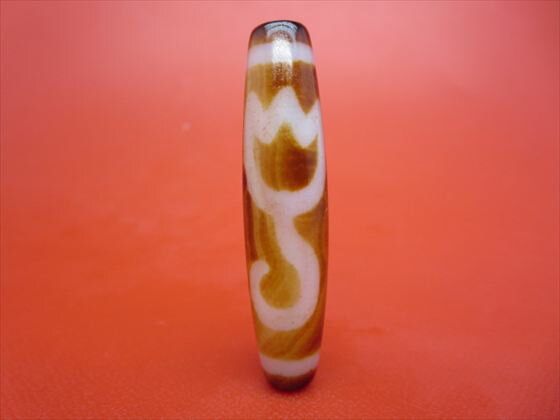 【チベット天珠】水蓮花天珠約53×12.6mm【鉱物入り】【一点物】