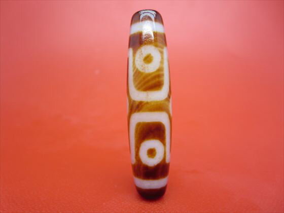 【チベット天珠】六眼天珠約52×13mm【天然模様入り】【一点物】