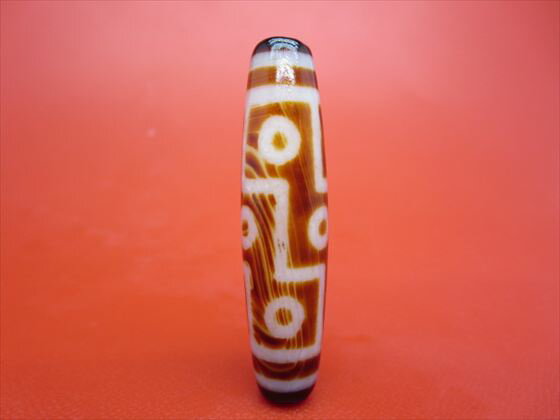 【チベット天珠】九眼天珠約52×13mm【天然模様入り】【一点物】