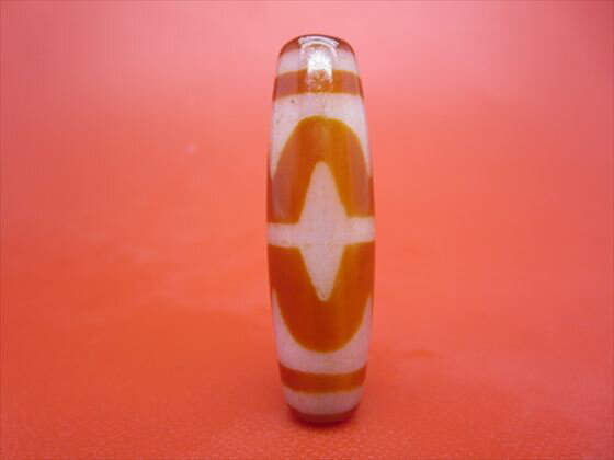 ※キズあり※【チベット天珠】四線虎牙天珠約44×12.6mm【一点物】