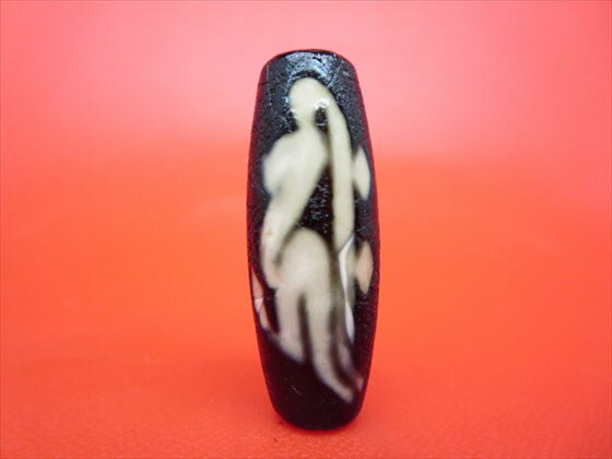 【チベット天珠】金剛杵千手観音天珠金剛杵阿弥陀如来天珠(キリーク)約39×14mm【龍鱗加工】【一点物】