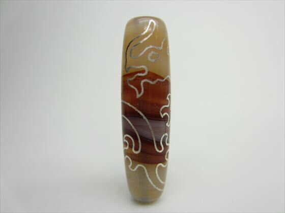 【チベット銀線天珠】龍神天珠ハンドメイド【紅朱砂入り】【一点物】