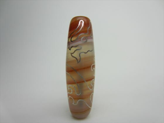 【チベット銀線天珠】騎龍観音天珠ハンドメイド【紅朱砂入り】【一点物】