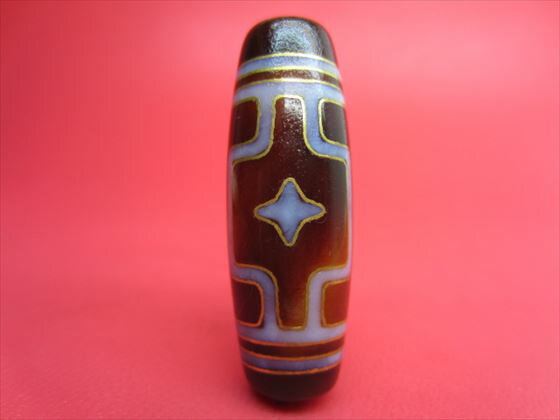 【チベット銀線天珠】平安十字仏天珠ハンドメイド【古銅】【一点物】