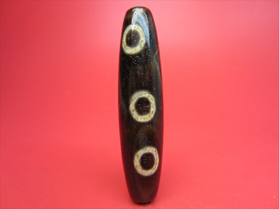 【チベット風化天珠】三眼天珠【馬蹄痕・天然模様入り】【一点物】