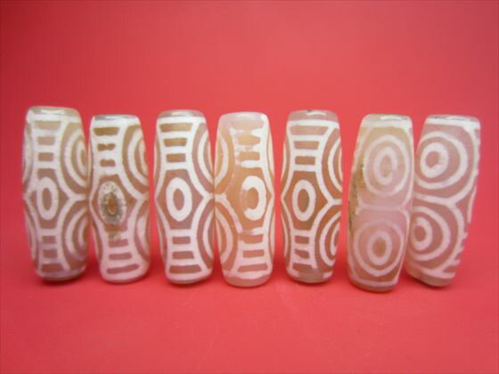 【チベット天珠】龍眼天珠・白30×10mm【2粒SET】