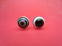【チベット高級天珠】羊眼板珠・天眼珠約13.6〜13.8mm【水晶入り】【2粒SET】【一点物】