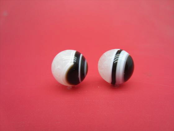 【チベット高級天珠】羊眼板珠・天眼珠約13.6〜13.8mm【水晶入り】【2粒SET】【一...