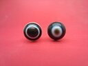 【チベット高級天珠】羊眼板珠・天眼珠約13.6〜13.8mm【水晶入り】【2粒SET】【一点物】