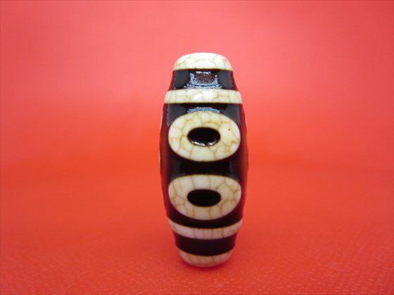 【チベット象牙白玉髄天珠】五眼天珠約31×14mm【一点物】