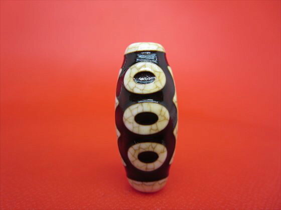 【チベット象牙白玉髄天珠】五眼天珠約31×14mm【一点物】