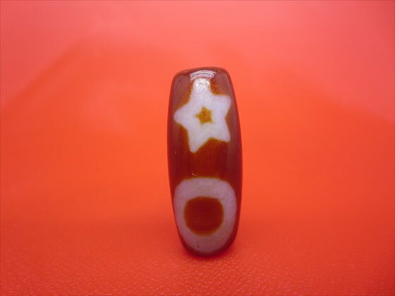 【チベット天珠】日月星天珠約31×12.6mm【天然模様入り】【一点物】