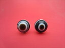 【チベット高級天珠】羊眼板珠・天眼珠約13.6〜13.9mm【水晶入り】【2粒SET】【一点物】