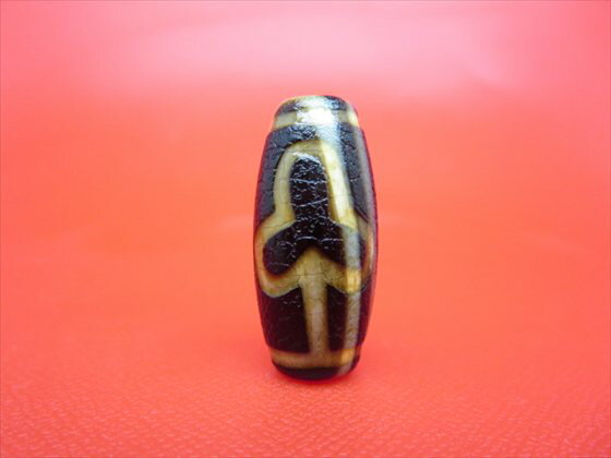 【チベット火供天珠】菩提天珠約30×13.7mm【天然模様入り】【一点物】