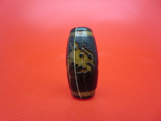 【チベット火供天珠】龍神天珠約30×14mm【天然模様入り】【一点物】