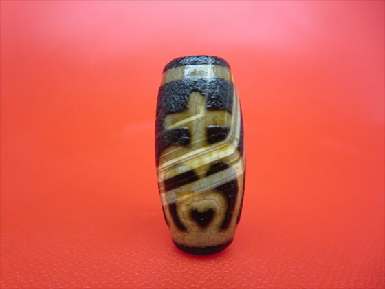 【チベット火供天珠】蓮花寶瓶天珠約30×14mm【天然模様入り】【一点物】