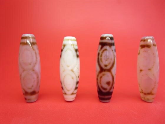 【チベット高級天珠】龍眼天珠・白【4粒SET】【一点物】