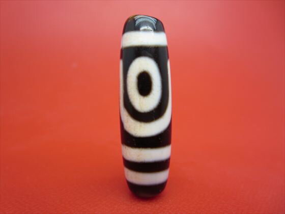 【二眼紅朱砂天珠】約40×12mm【馬蹄痕】【一点物】