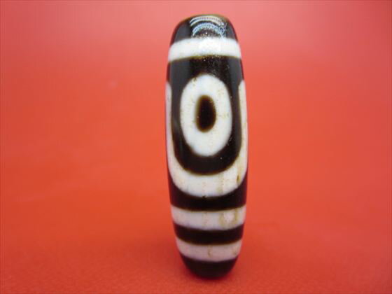 【二眼紅朱砂天珠】約39×13mm【馬蹄痕】【一点物】