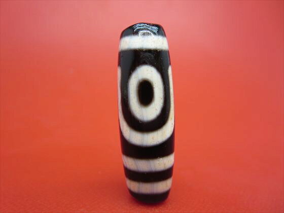 【二眼紅朱砂天珠】約39×12mm【馬蹄痕】【一点物】