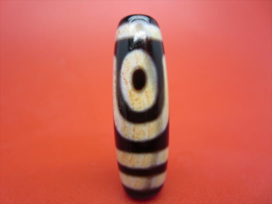 【二眼紅朱砂天珠】約36×12mm【馬蹄痕】【一点物】