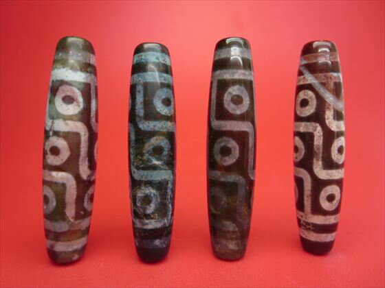 【九眼紅朱砂天珠】【4粒SET】【一点物】