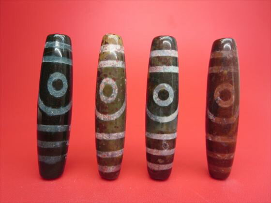 【二眼紅朱砂天珠】【4粒SET】【一点物】