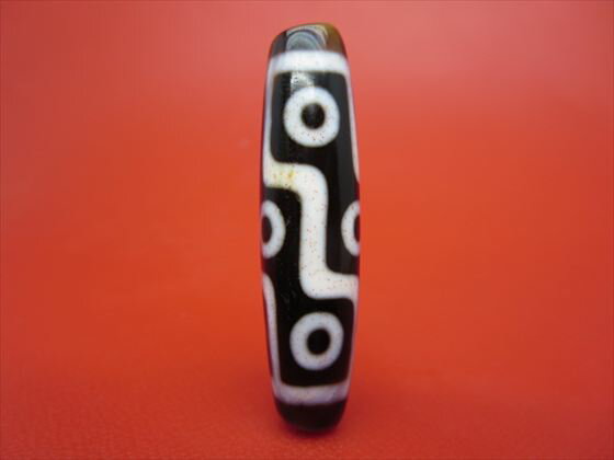 【九眼紅朱砂天珠】約46×11mm【一点物】