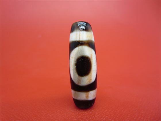 【天地紅朱砂天珠】約32×10mm【馬蹄痕】【一点物】