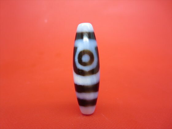 【チベット高級天珠】二眼天珠・白約39×11.6mm【一点物】