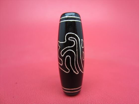 【チベット銀線天珠】水蓮花千手観音天珠水蓮花阿弥陀如来天珠(キリーク)オニキス39×13mm【一点物】