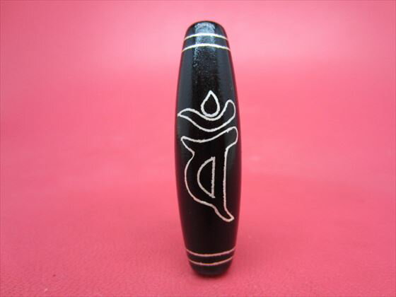 【チベット銀線天珠】仏眼大日如来天珠(バン)オニキス44×12mm【一点物】