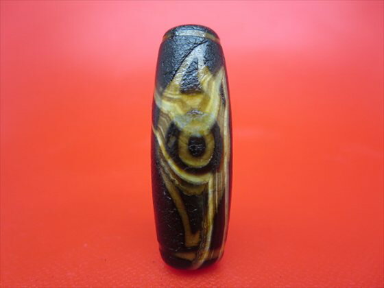 【チベット火供天珠】鳳眼天珠約40×14mm【天然模様入り】【一点物】