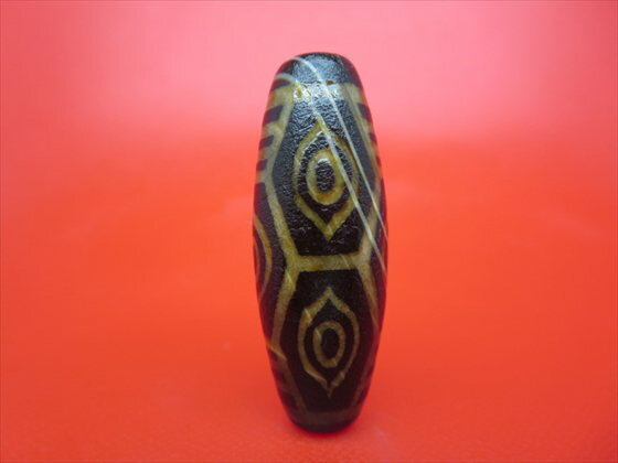 【チベット火供天珠】龍眼天珠約41×15mm【天然模様入り】【一点物】