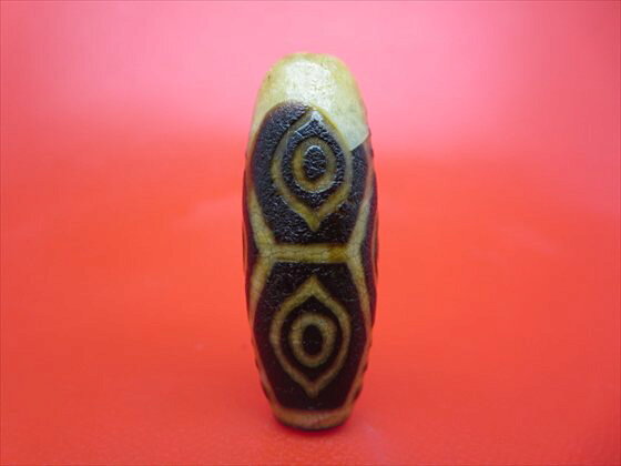 【チベット火供天珠】龍眼天珠約40×14.8mm【水晶入り】【一点物】