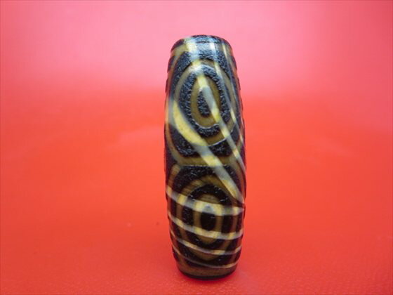 【チベット火供天珠】龍眼天珠約39×14mm【天然模様入り】【一点物】