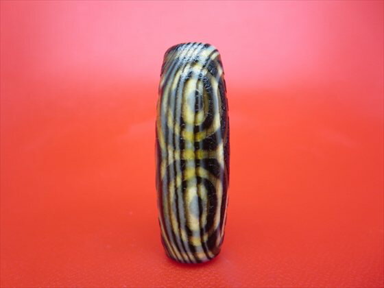 【チベット火供天珠】龍眼天珠約39×14mm【天然模様入り】【一点物】