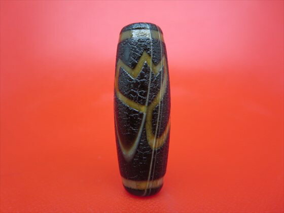 【チベット火供天珠】水蓮花天珠約41×14mm【天然模様入り】【一点物】