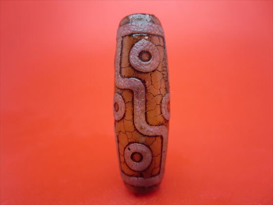 【チベット火供天珠】九眼天珠約40×13mm【一点物】