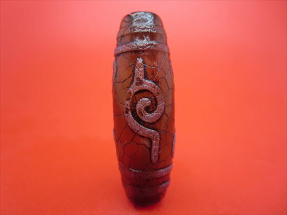 【チベット火供天珠】法螺四眼天珠約39×13mm【一点物】