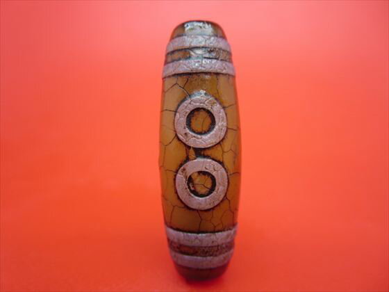 【チベット火供天珠】二眼蔵神天珠約39×13mm【一点物】