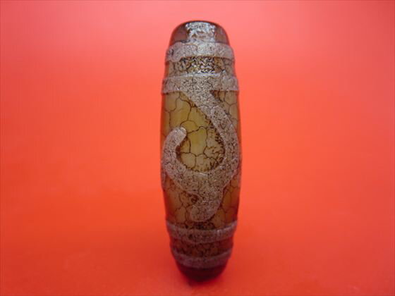 【チベット火供天珠】緑度母天珠約39×13mm【一点物】