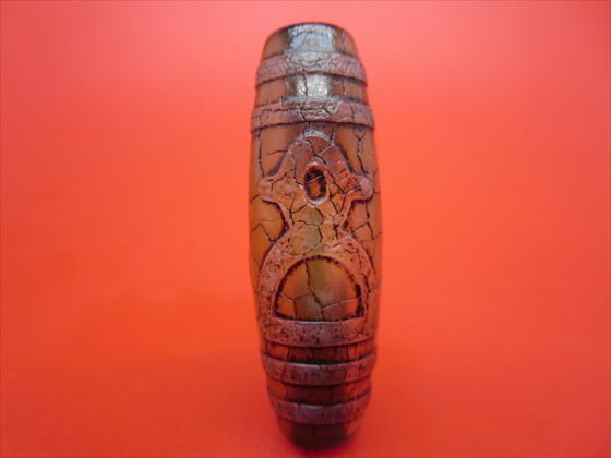 【チベット火供天珠】財神天珠約39×13mm【一点物】