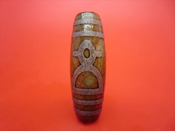 【チベット火供天珠】財神天珠約39×13mm【一点物】